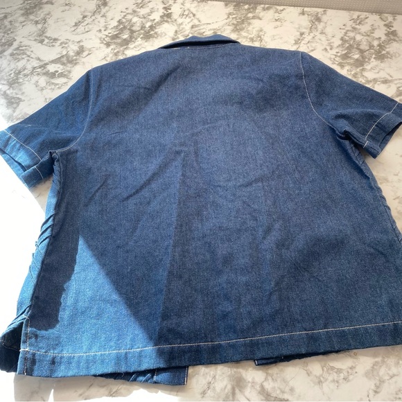 Vintage Koret City Blues Denim USA Button Front Short Sleeve Top Size Small - Picture 6 of 14